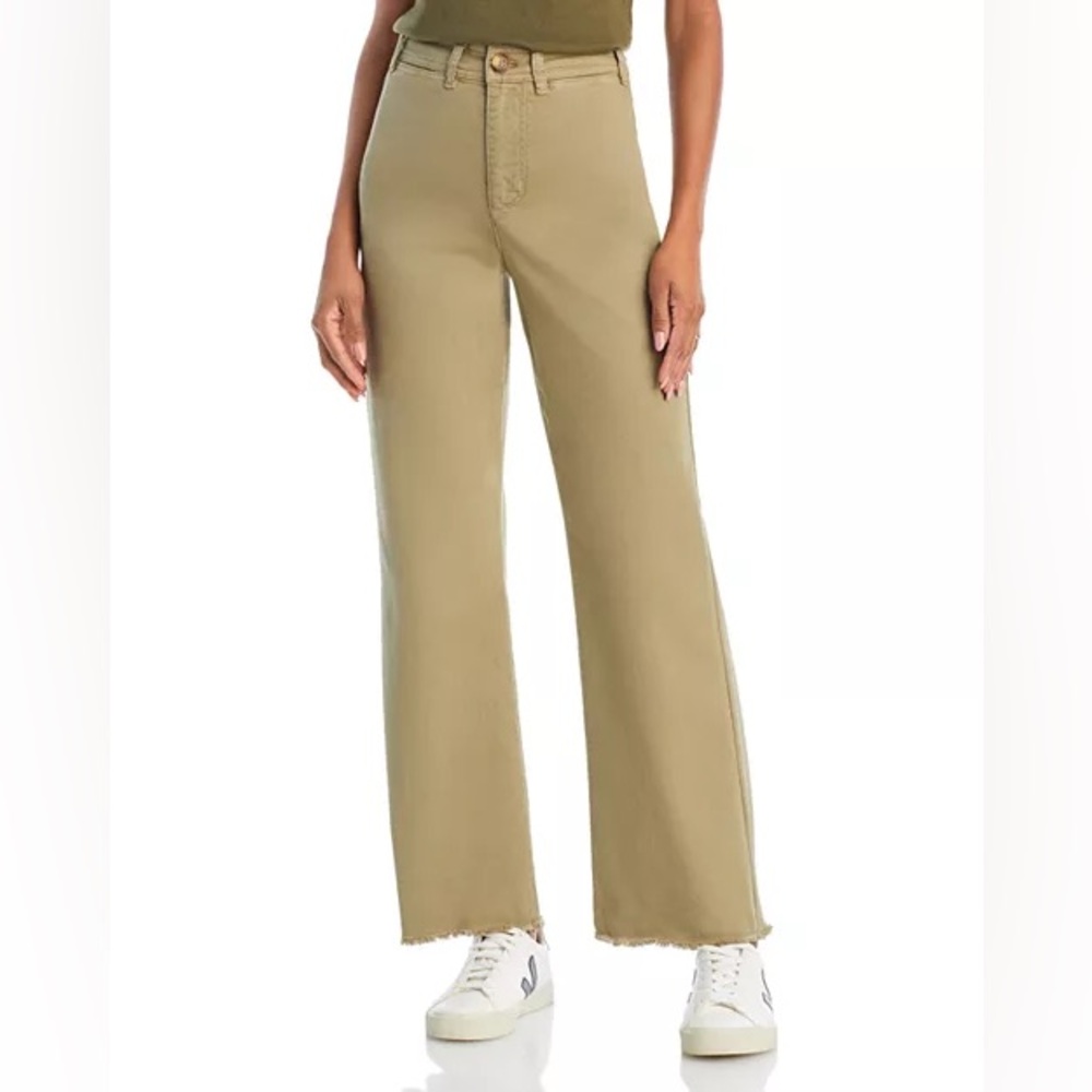 Marine Layer Bridget High Rise Raw Edge Pants Olive Size 6